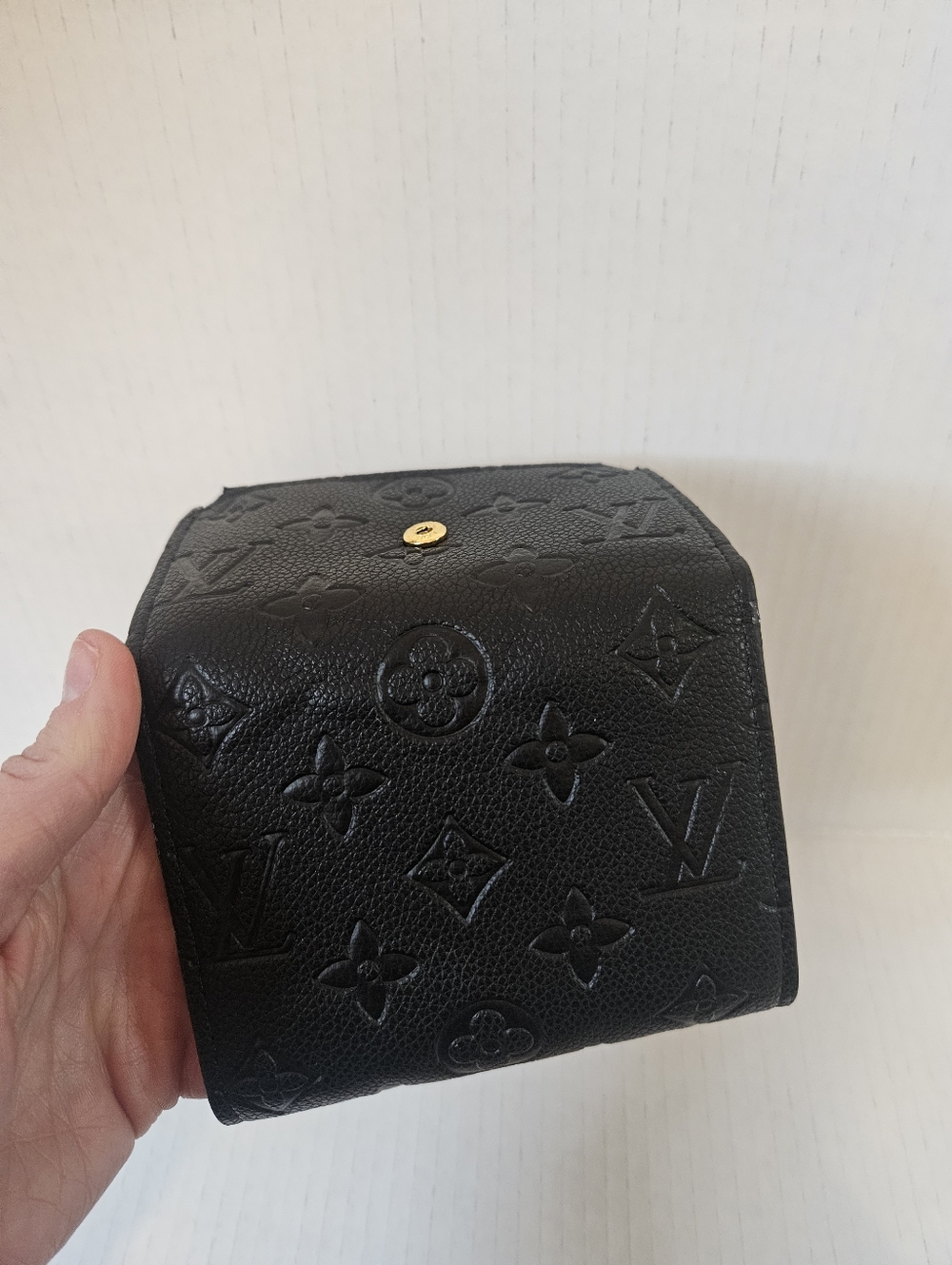 Monogram Canvas Small Envelope Wallet - Black with Gold Snap - Picture 4 of 5
